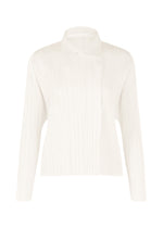 A product shot of the PLEATS PLEASE ISSEY MIYAKE MONTHLY COLORS FEBRUARY jacket in white (01).
