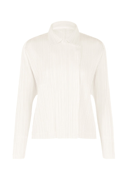 A product shot of the PLEATS PLEASE ISSEY MIYAKE MONTHLY COLORS FEBRUARY jacket in white (01).
