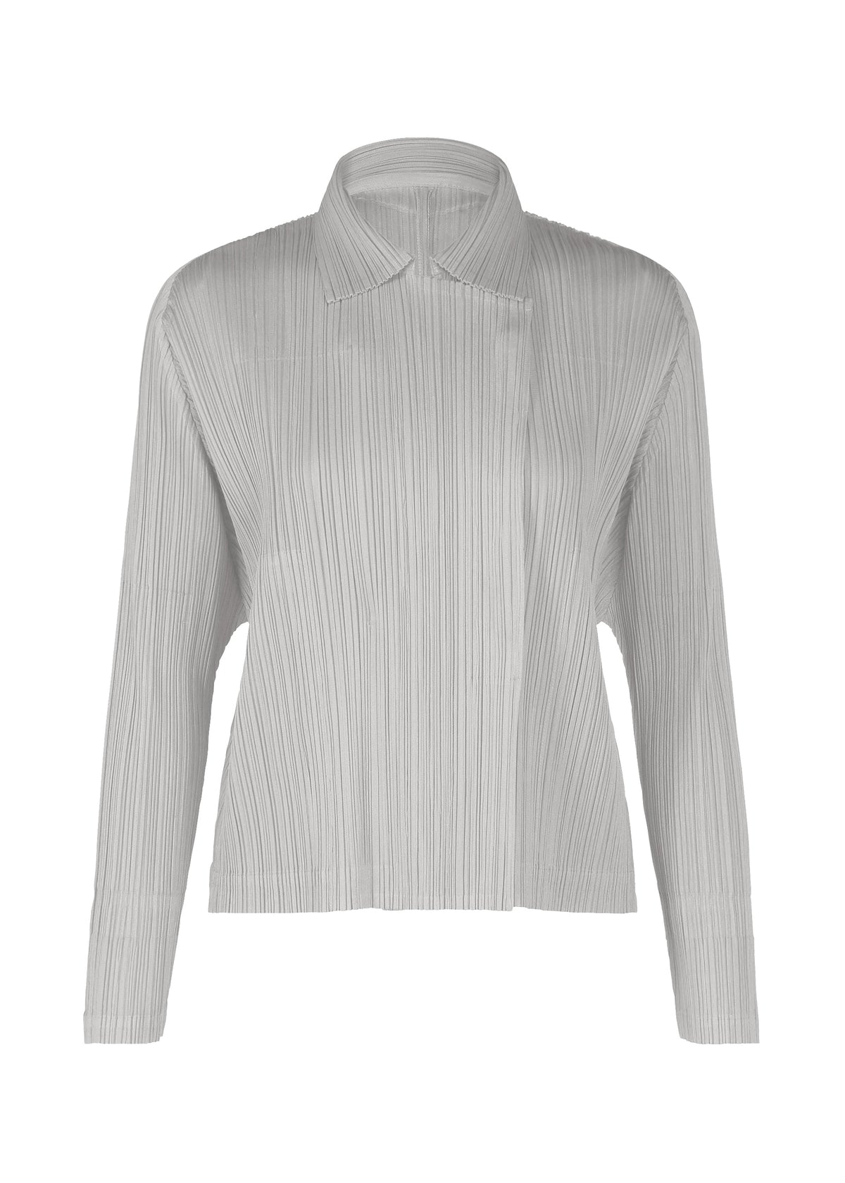 A product shot of the PLEATS PLEASE ISSEY MIYAKE MONTHLY COLORS FEBRUARY jacket in light grey (10).