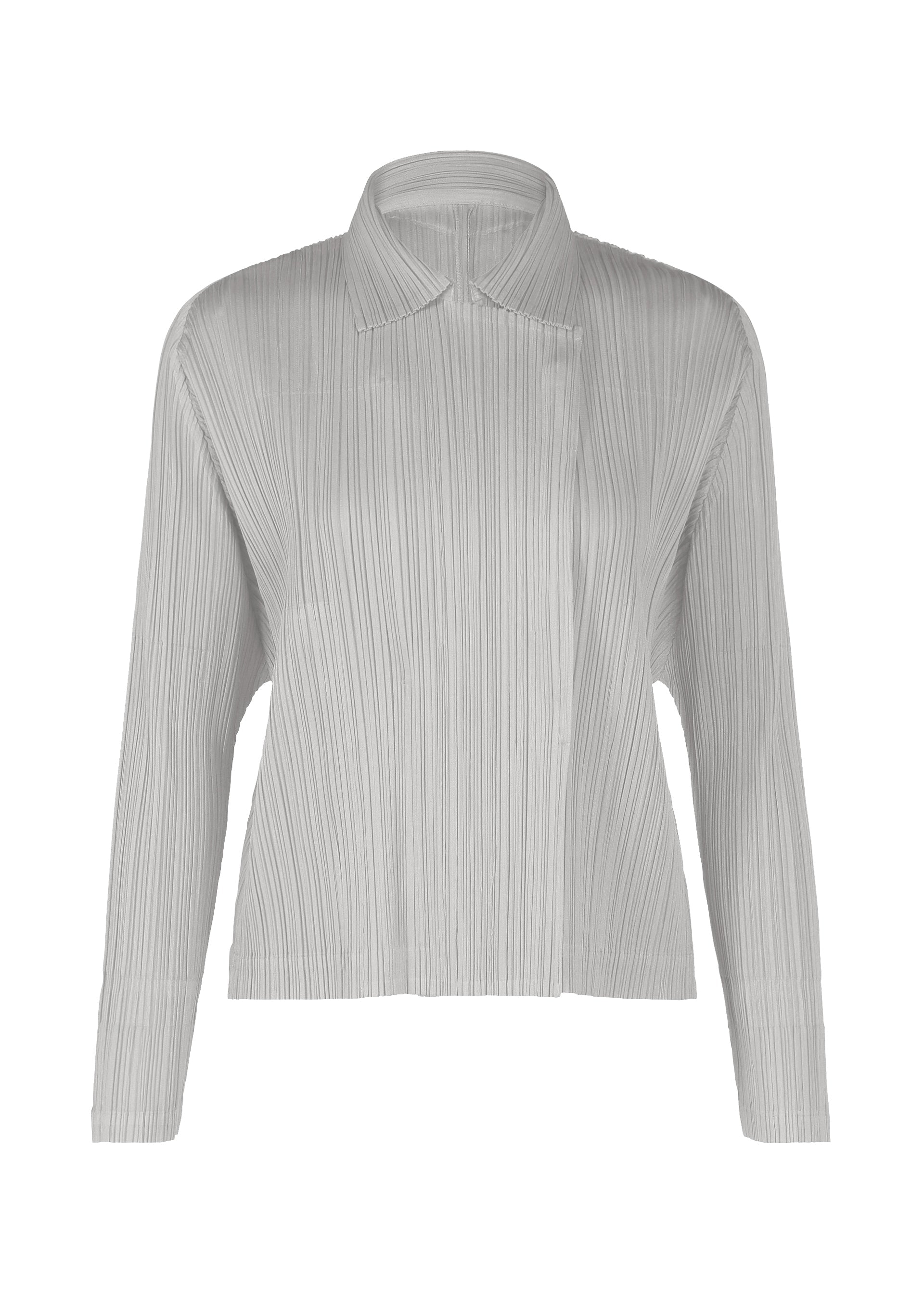 A product shot of the PLEATS PLEASE ISSEY MIYAKE MONTHLY COLORS FEBRUARY jacket in light grey (10).