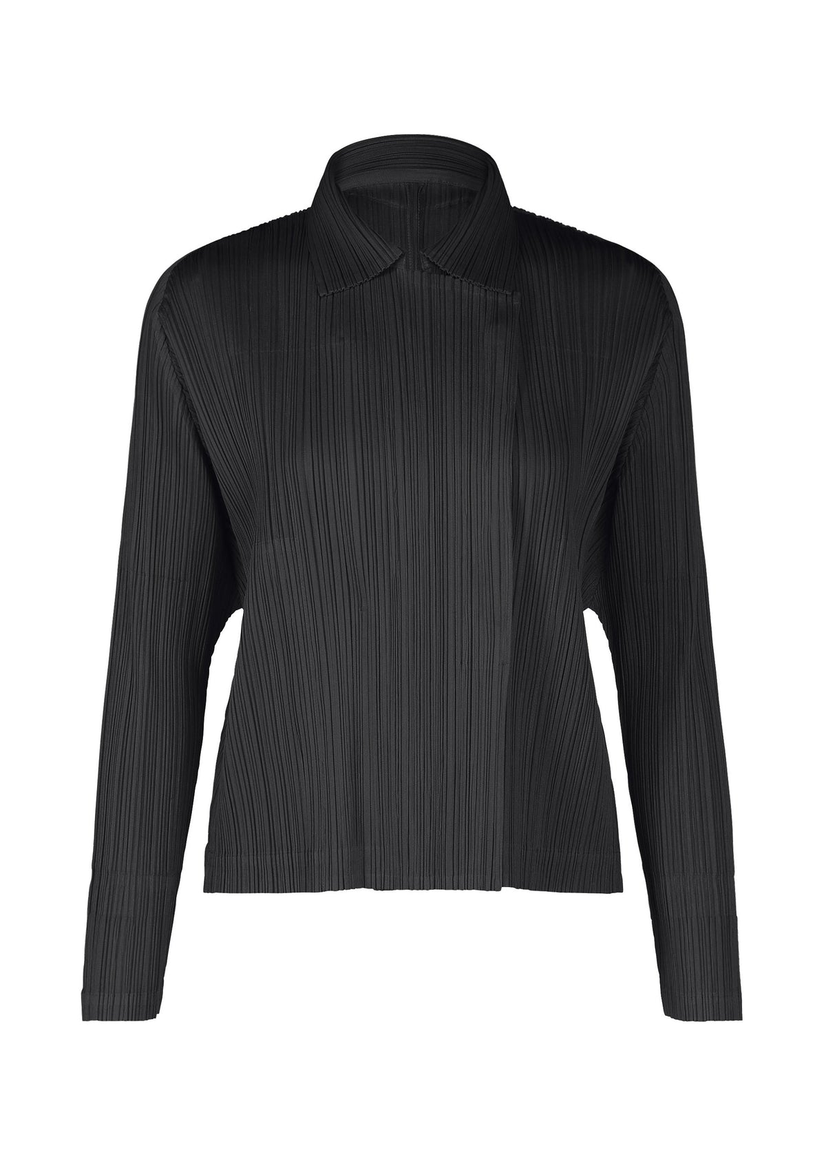 A product shot of the PLEATS PLEASE ISSEY MIYAKE MONTHLY COLORS FEBRUARY jacket in black (15).