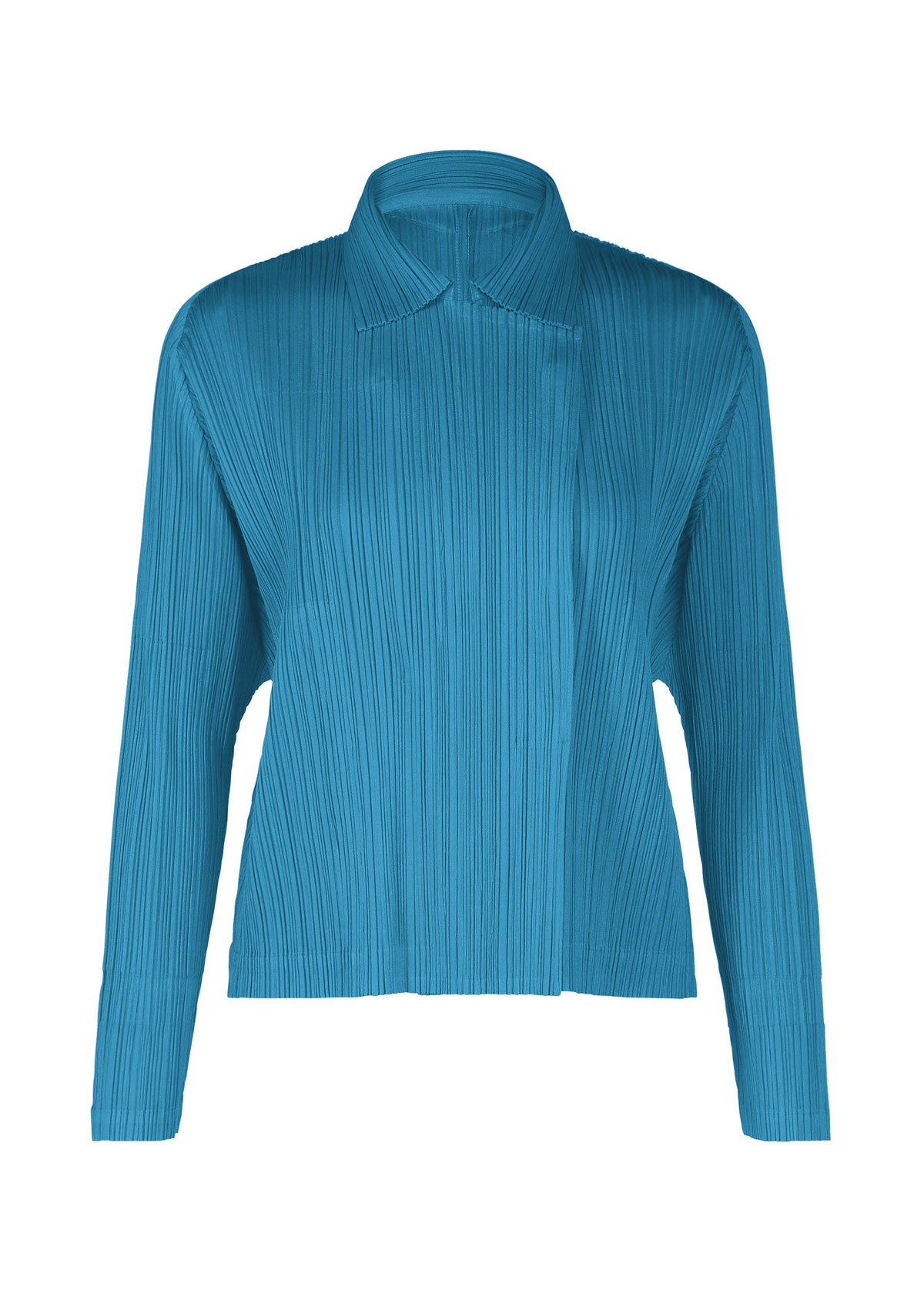 A product shot of the PLEATS PLEASE ISSEY MIYAKE MONTHLY COLORS FEBRUARY jacket in deep blue (76).