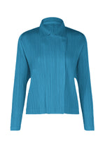 A product shot of the PLEATS PLEASE ISSEY MIYAKE MONTHLY COLORS FEBRUARY jacket in deep blue (76).