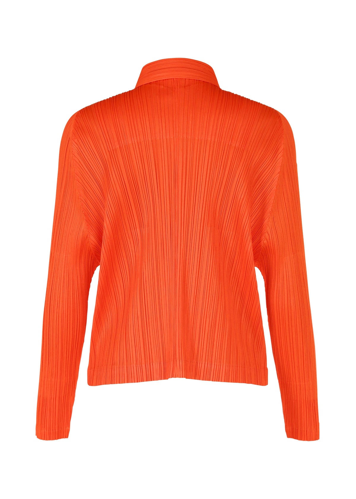 A detail shot of the PLEATS PLEASE ISSEY MIYAKE MONTHLY COLORS FEBRUARY jacket.