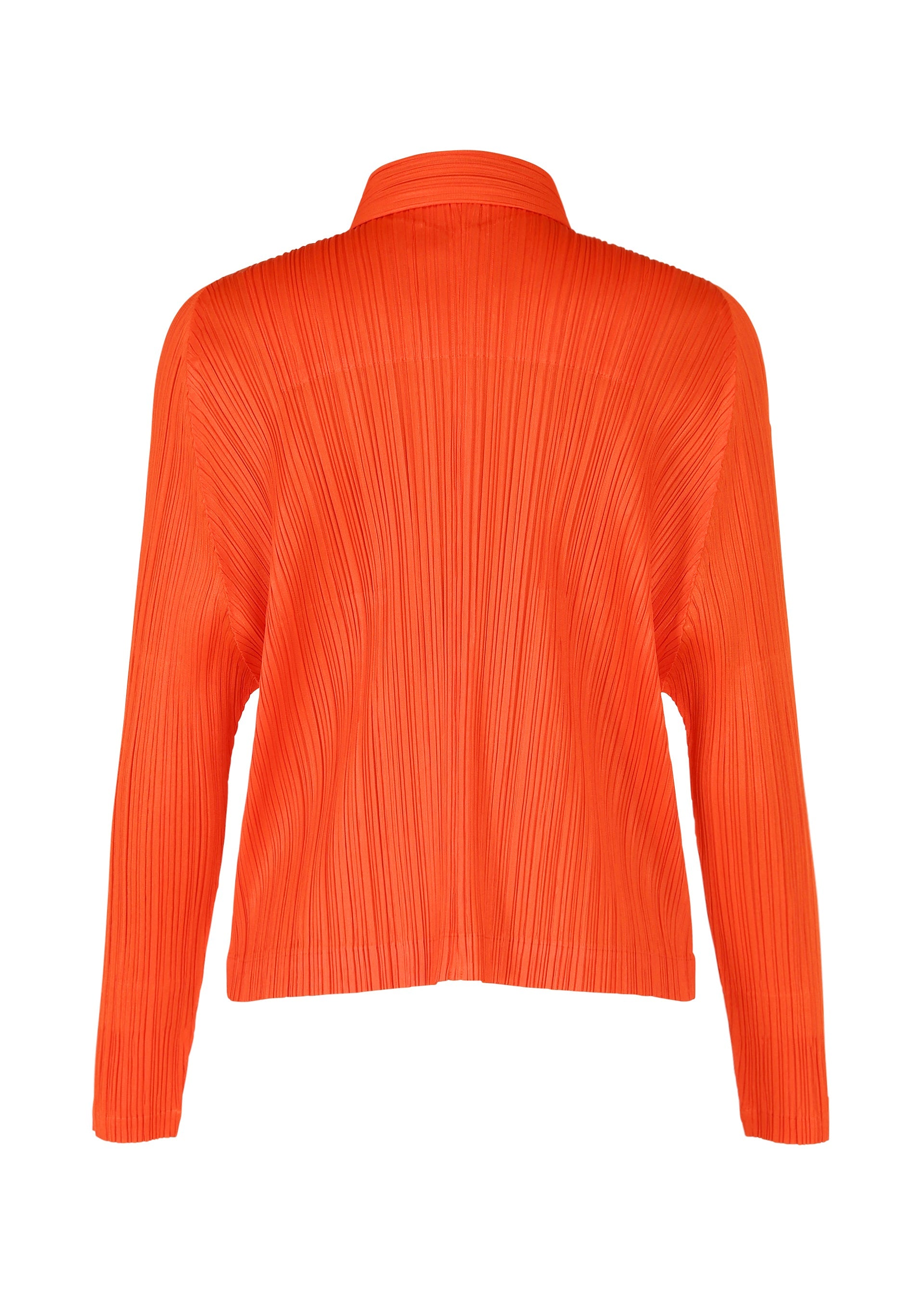 A detail shot of the PLEATS PLEASE ISSEY MIYAKE MONTHLY COLORS FEBRUARY jacket.