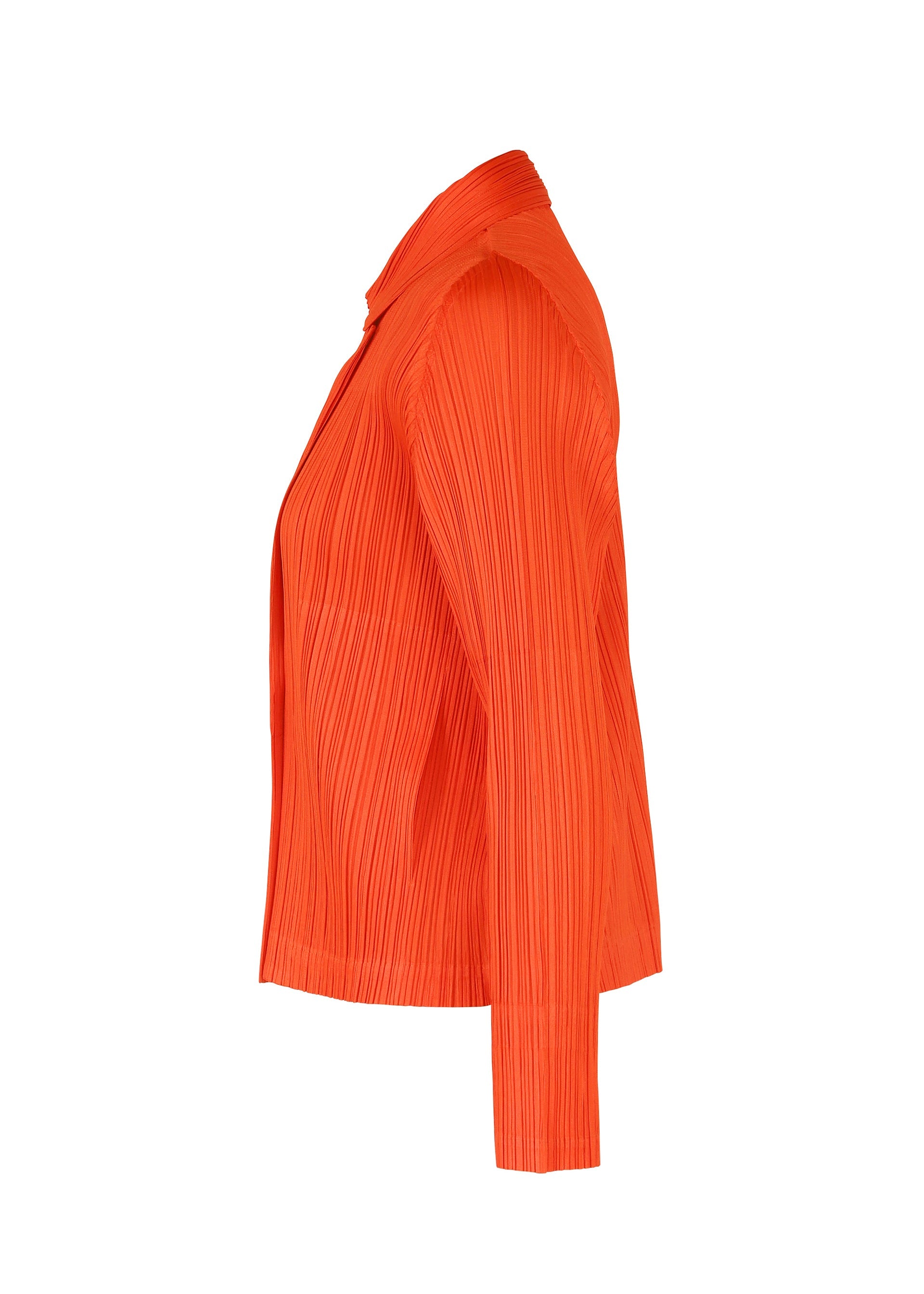 A detail shot of the PLEATS PLEASE ISSEY MIYAKE MONTHLY COLORS FEBRUARY jacket.