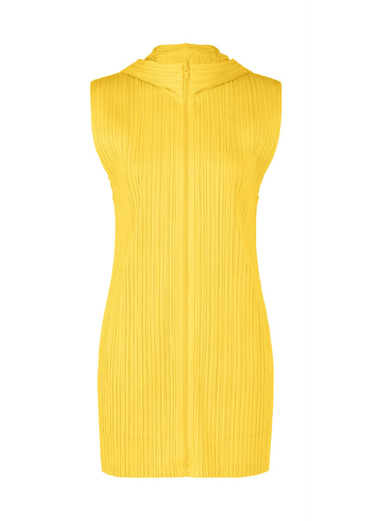 A product shot of the PLEATS PLEASE ISSEY MIYAKE MONTHLY COLORS APRIL vest in yellow (52).