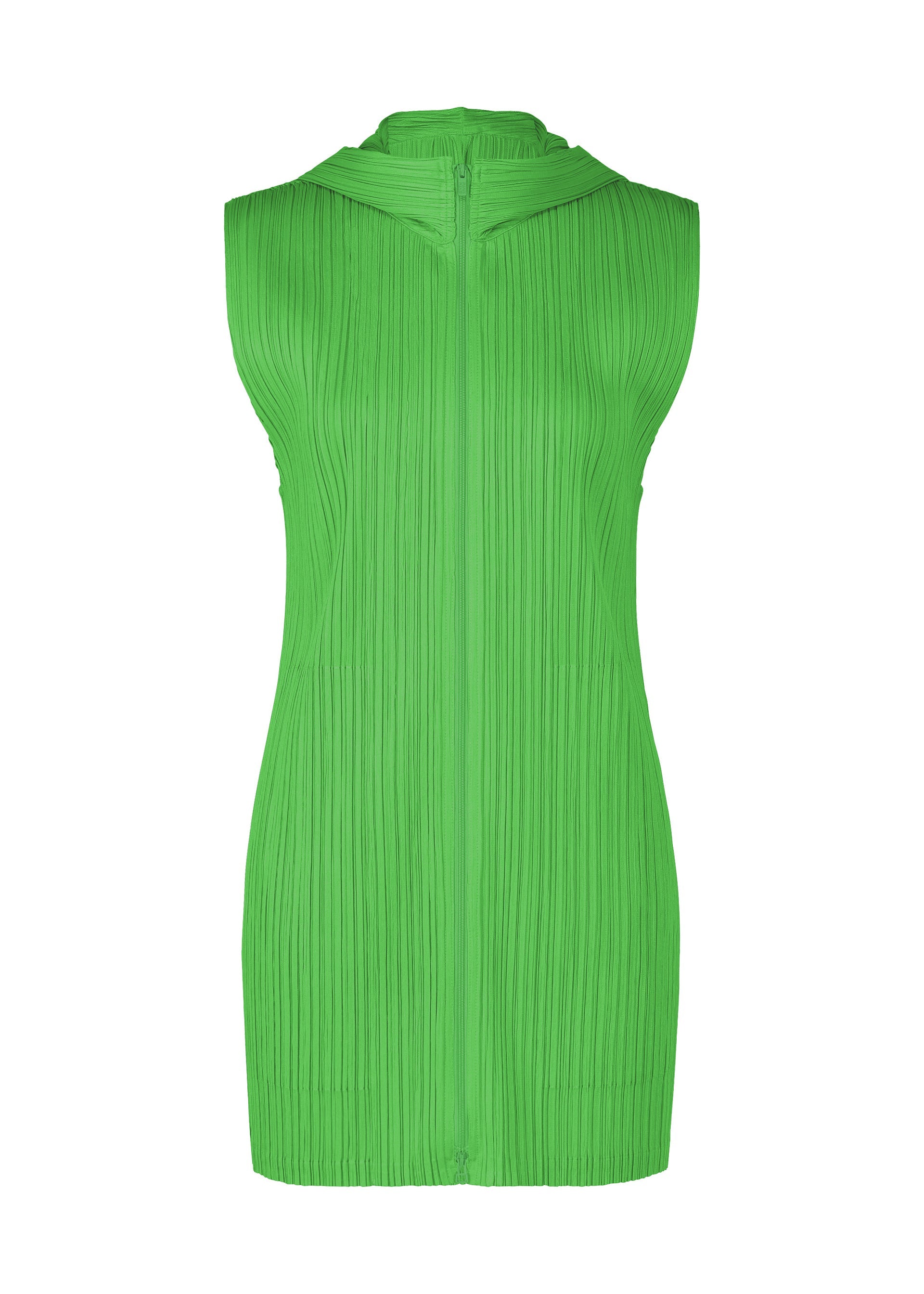 A product shot of the PLEATS PLEASE ISSEY MIYAKE MONTHLY COLORS APRIL vest in green (62).