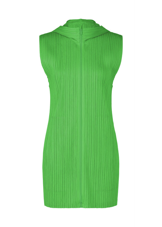 A product shot of the PLEATS PLEASE ISSEY MIYAKE MONTHLY COLORS APRIL vest in green (62).