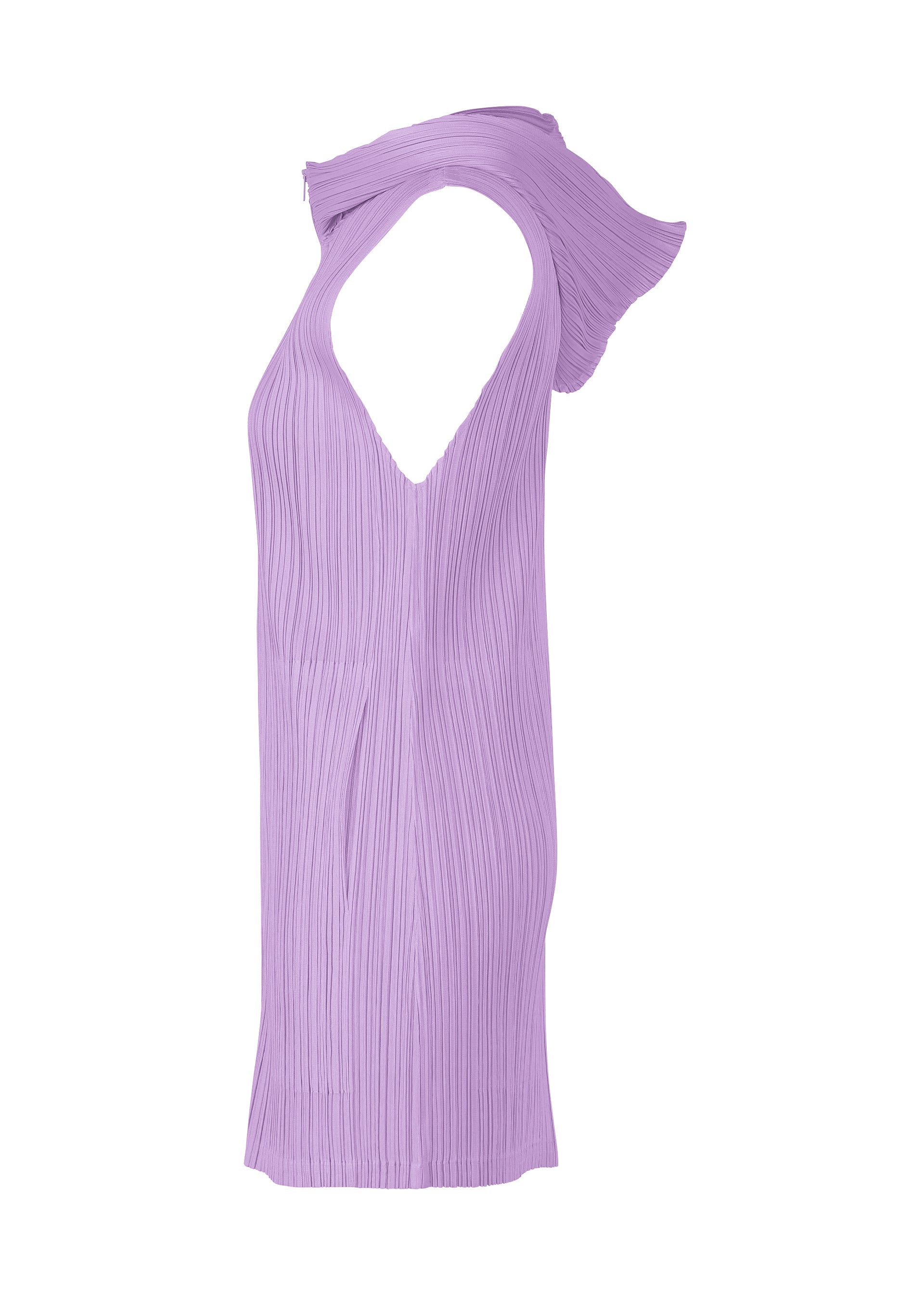 A detail shot of the PLEATS PLEASE ISSEY MIYAKE MONTHLY COLORS APRIL vest.
