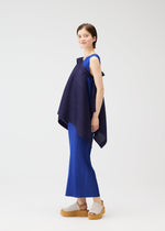 A model wears the PLEATS PLEASE ISSEY MIYAKE LUCID PLEATS vest.