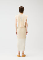 A model wears the PLEATS PLEASE ISSEY MIYAKE LUCID PLEATS vest.