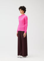 A model wears the PLEATS PLEASE ISSEY MIYAKE MONTHLY COLORS JANUARY clothing.