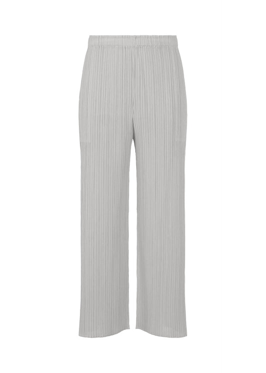 A product shot of the PLEATS PLEASE ISSEY MIYAKE MONTHLY COLORS FEBRUARY trousers in light grey (10).