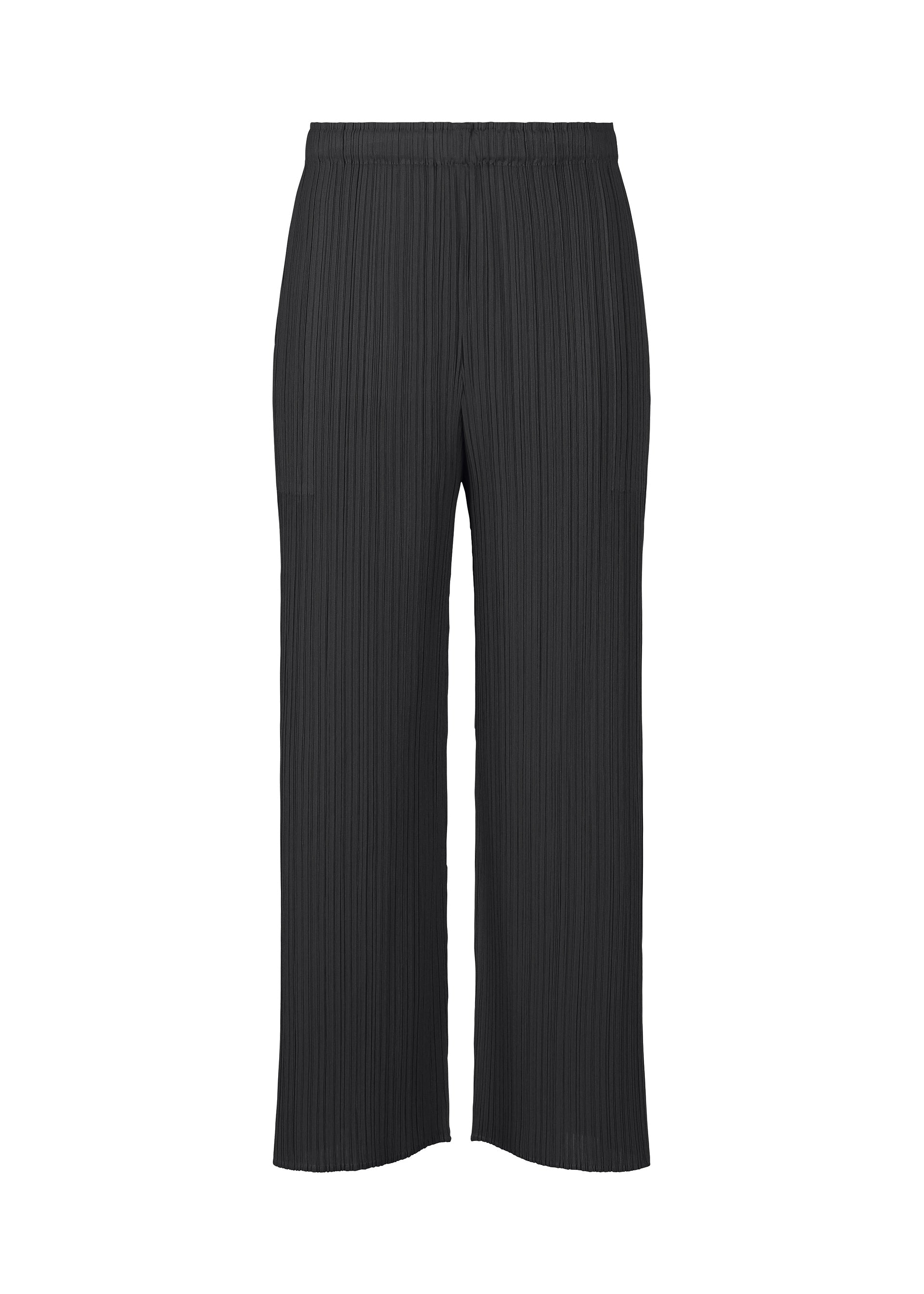 A product shot of the PLEATS PLEASE ISSEY MIYAKE MONTHLY COLORS FEBRUARY trousers in black (15).