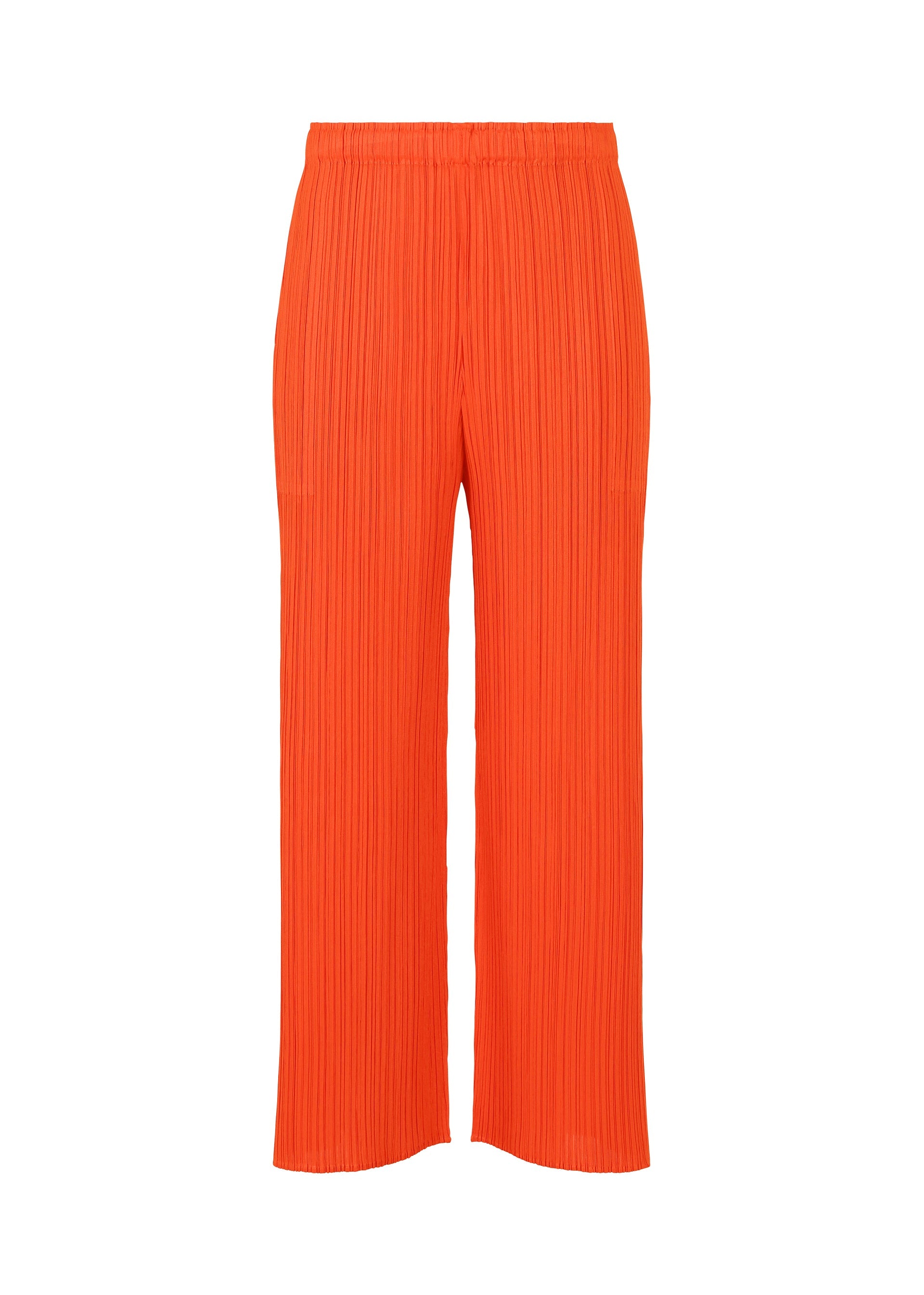 A product shot of the PLEATS PLEASE ISSEY MIYAKE MONTHLY COLORS FEBRUARY trousers in red (24).