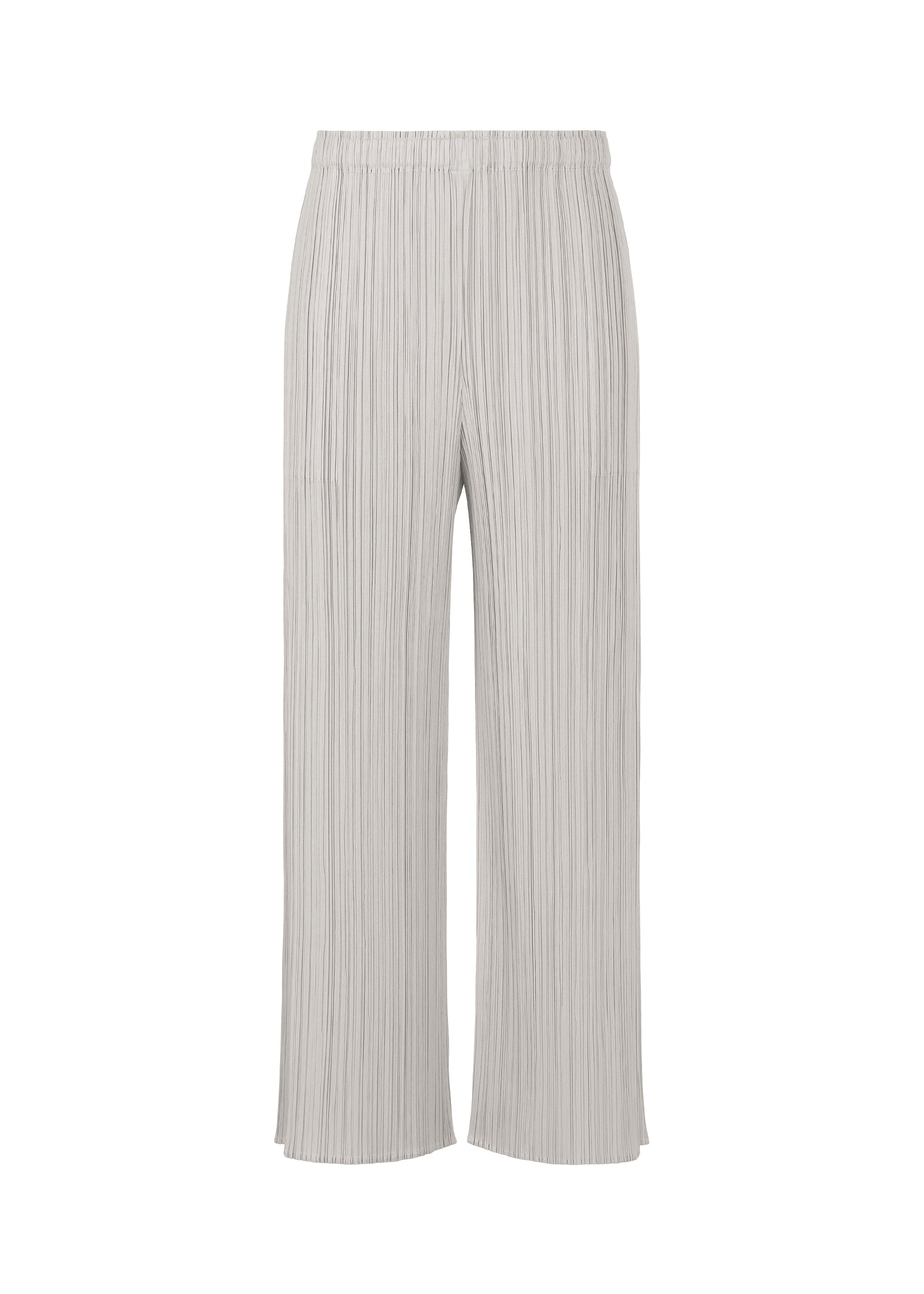 A product shot of the PLEATS PLEASE ISSEY MIYAKE MONTHLY COLORS APRIL trousers in cool grey (11).