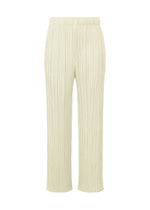A product shot of the PLEATS PLEASE ISSEY MIYAKE MONTHLY COLORS MAY trousers in ivory (03).