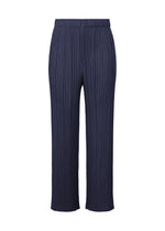 A product shot of the PLEATS PLEASE ISSEY MIYAKE MONTHLY COLORS MAY trousers in navy (75).