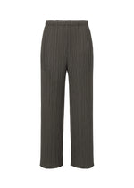 A product shot of the PLEATS PLEASE ISSEY MIYAKE MONTHLY COLORS : JUNE trousers in charcoal.