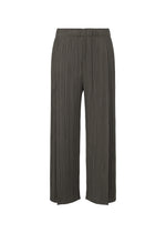 A product shot of the PLEATS PLEASE ISSEY MIYAKE MONTHLY COLORS : JUNE trousers in charcoal.