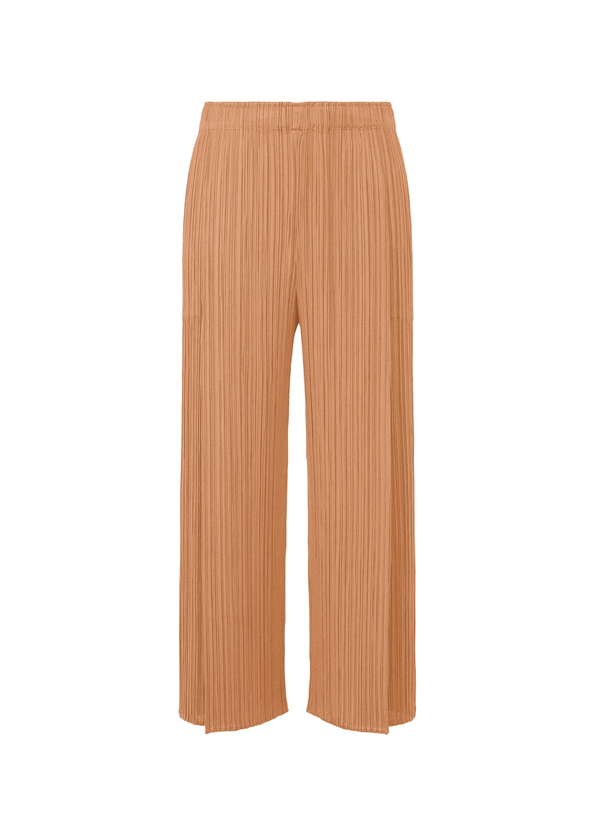 A product shot of the PLEATS PLEASE ISSEY MIYAKE MONTHLY COLORS : JUNE trousers in pink beige.