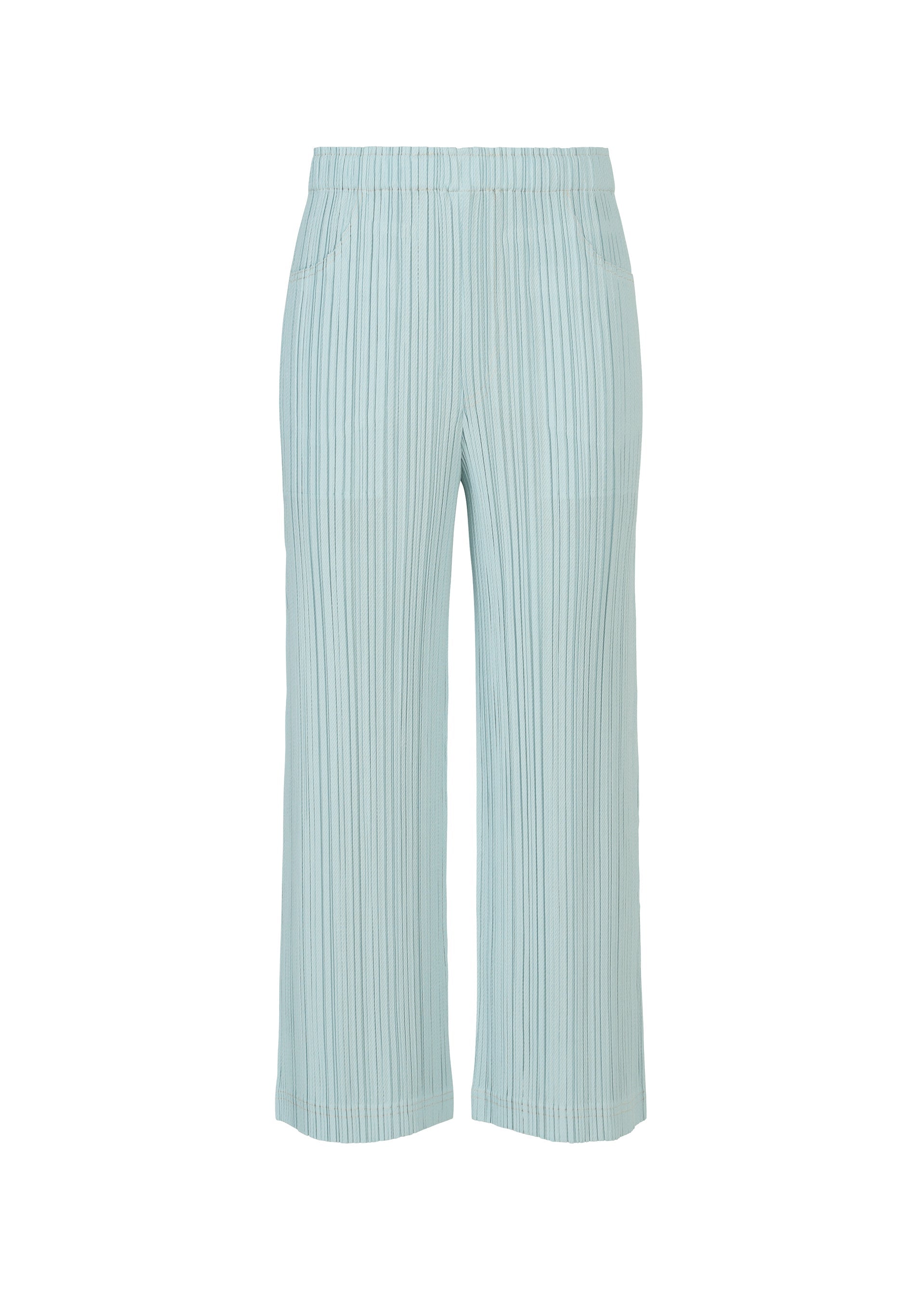 COTTON DENIM Elasticated Trousers Light Blue – The official ISSEY