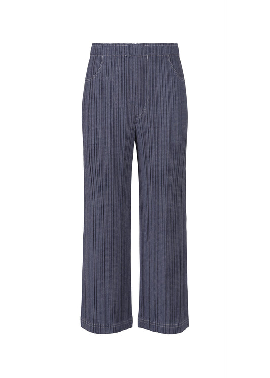 A product shot of the PLEATS PLEASE ISSEY MIYAKE COTTON DENIM trousers in navy (75).
