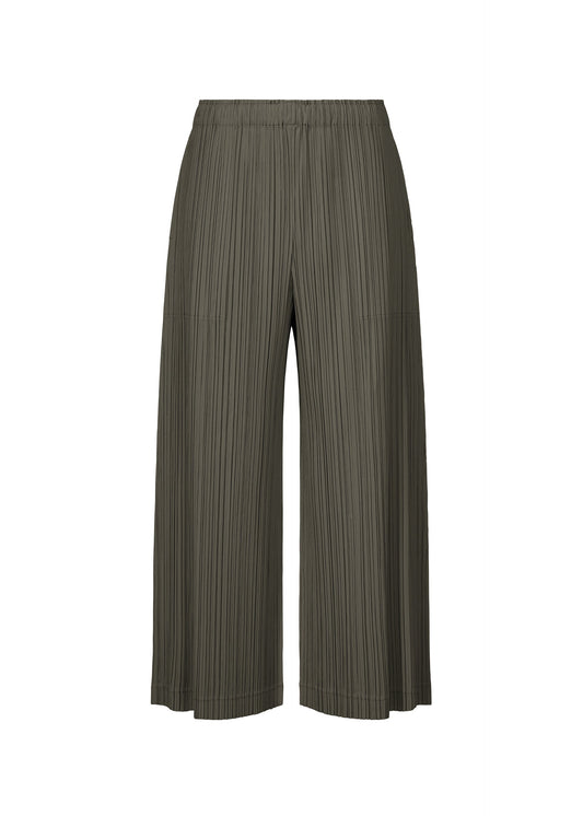 A product shot of the PLEATS PLEASE ISSEY MIYAKE OPAQUE BOTTOMS trousers in charcoal.