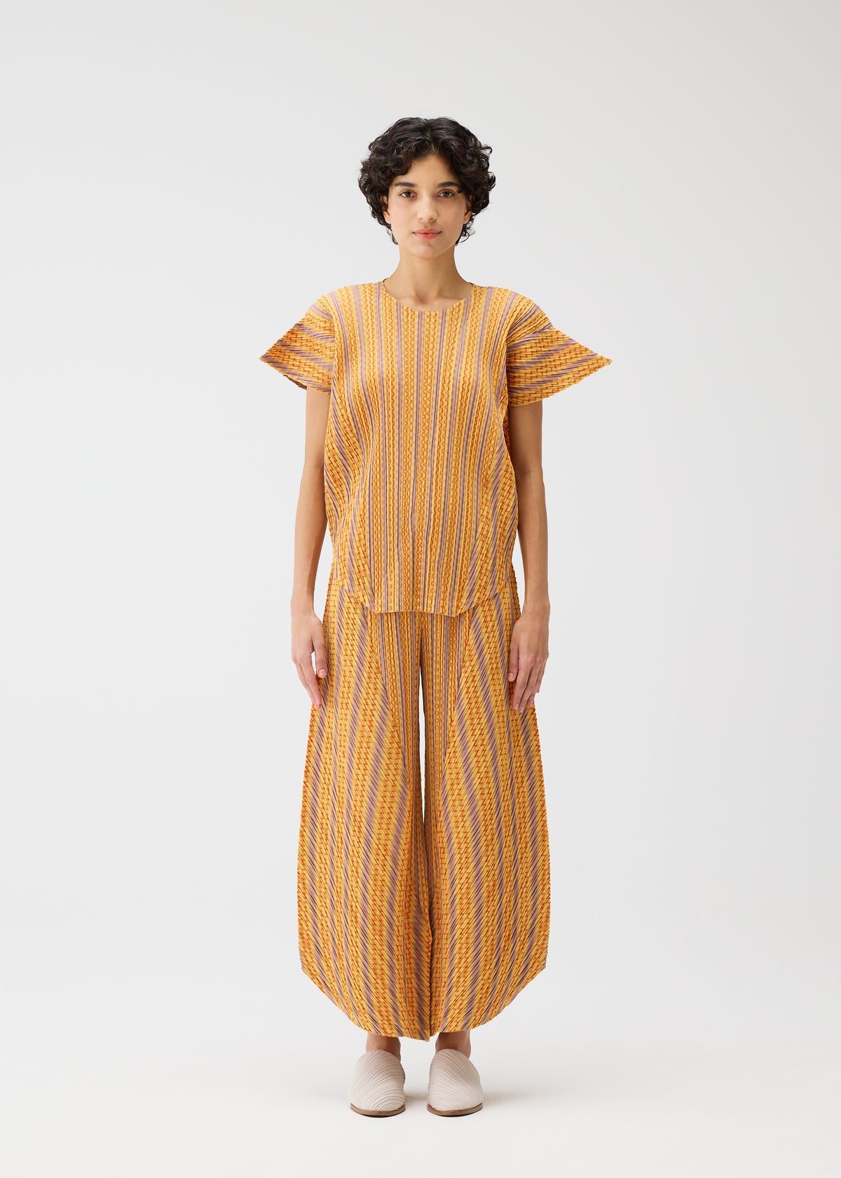 COTTON ZIGZAG Trousers Yellow Orange