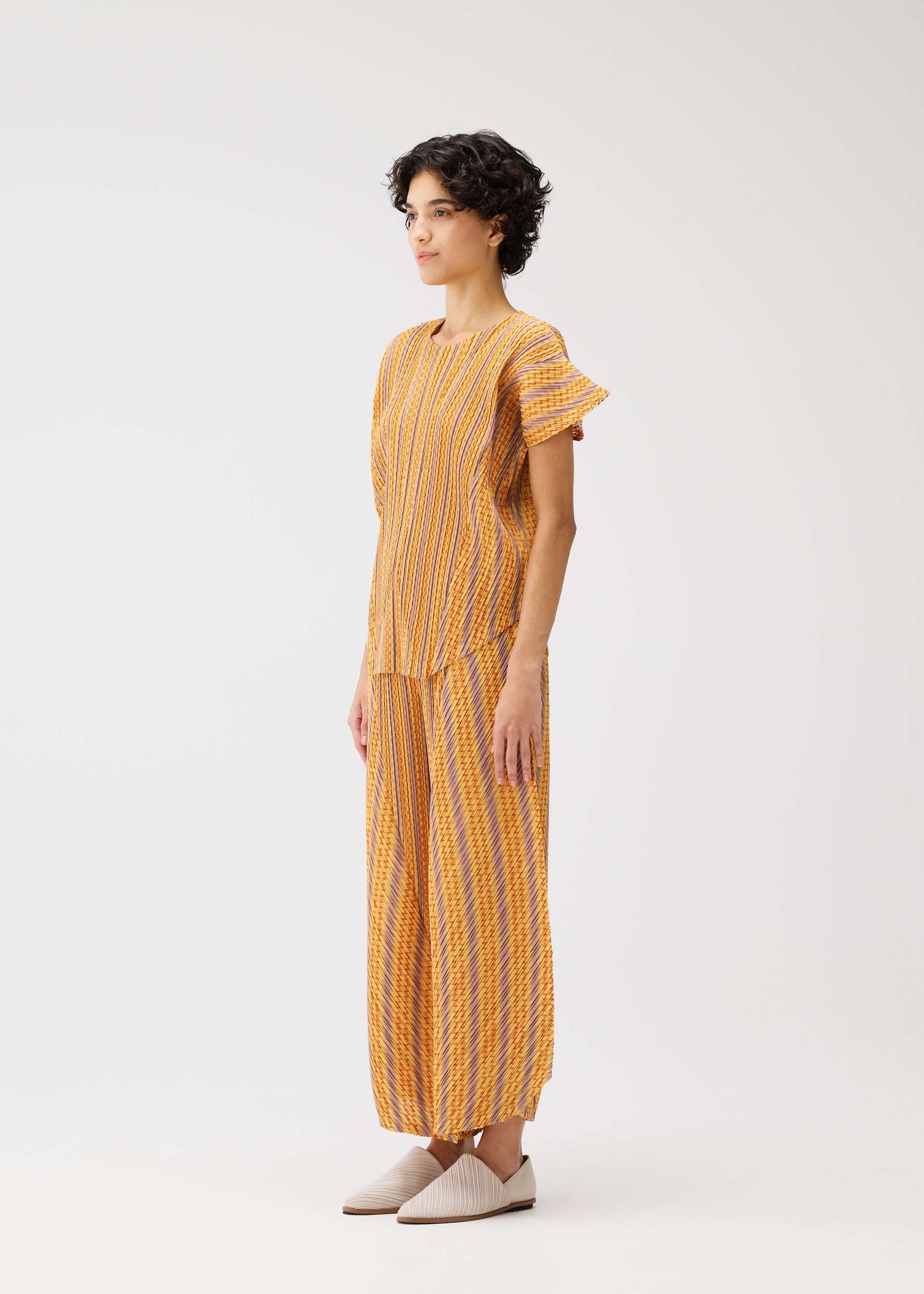 COTTON ZIGZAG Trousers Yellow Orange