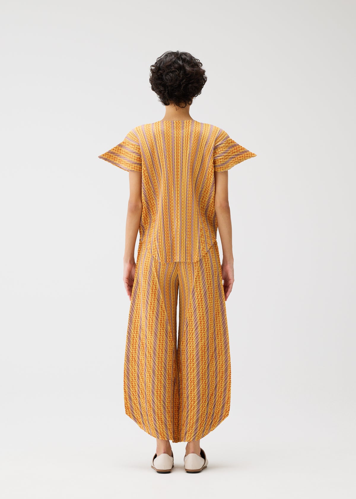 COTTON ZIGZAG Trousers Yellow Orange