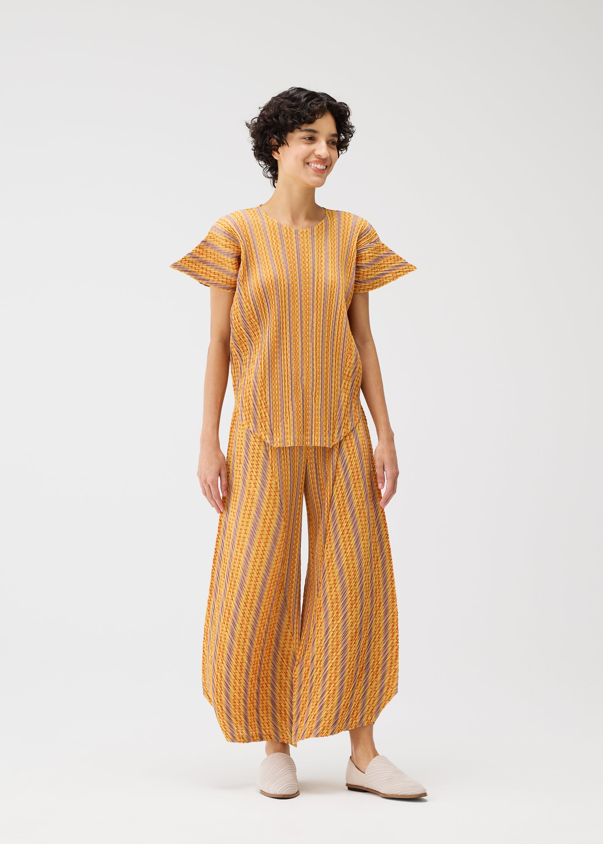 COTTON ZIGZAG Trousers Yellow Orange