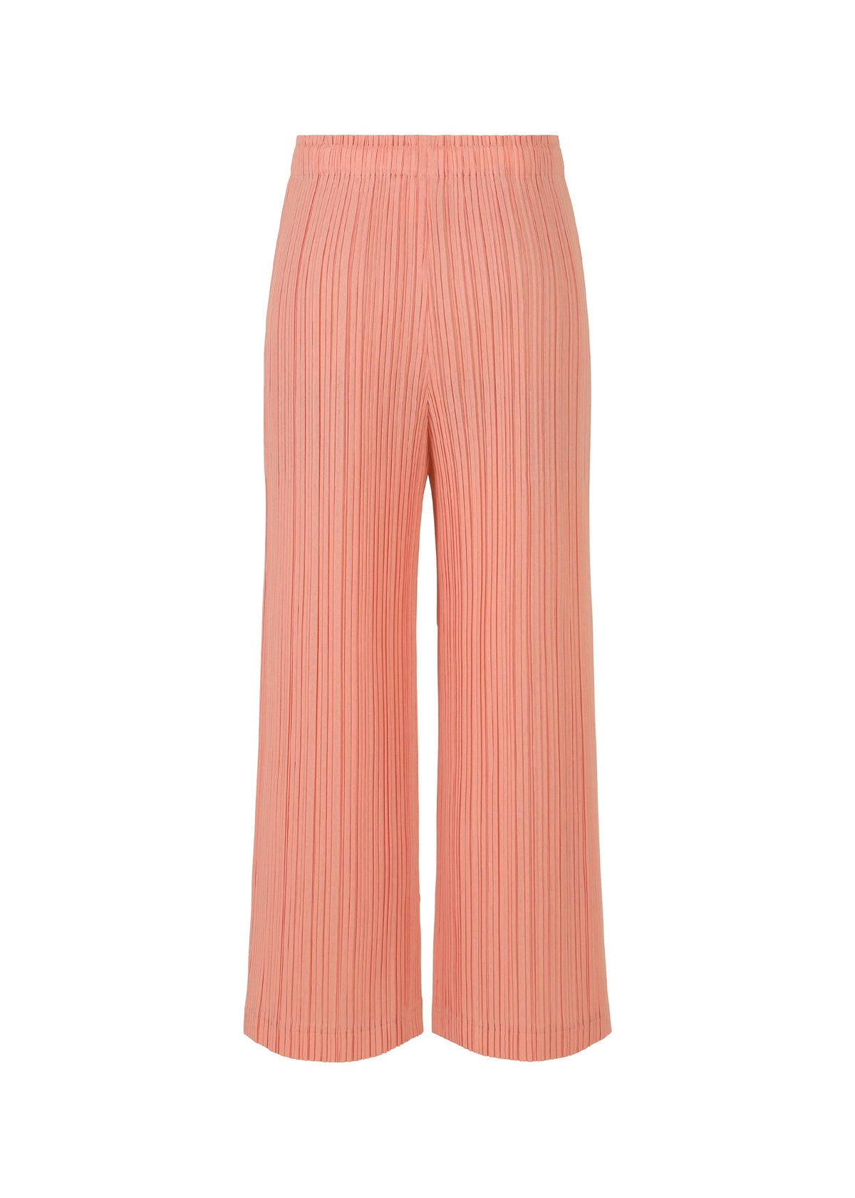 A detail shot of the PLEATS PLEASE ISSEY MIYAKE RAMIE PLEATS trousers.