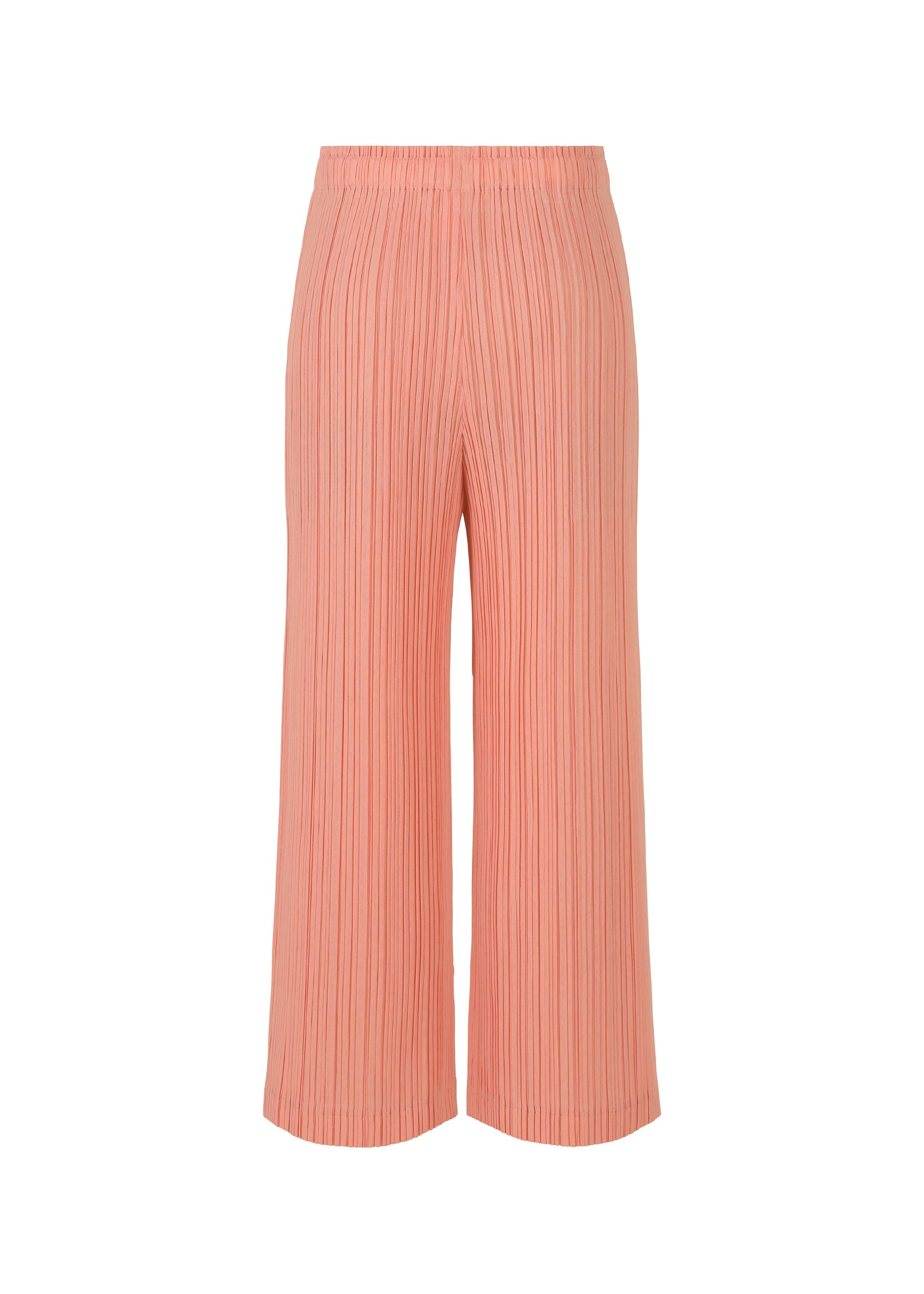 A detail shot of the PLEATS PLEASE ISSEY MIYAKE RAMIE PLEATS trousers.