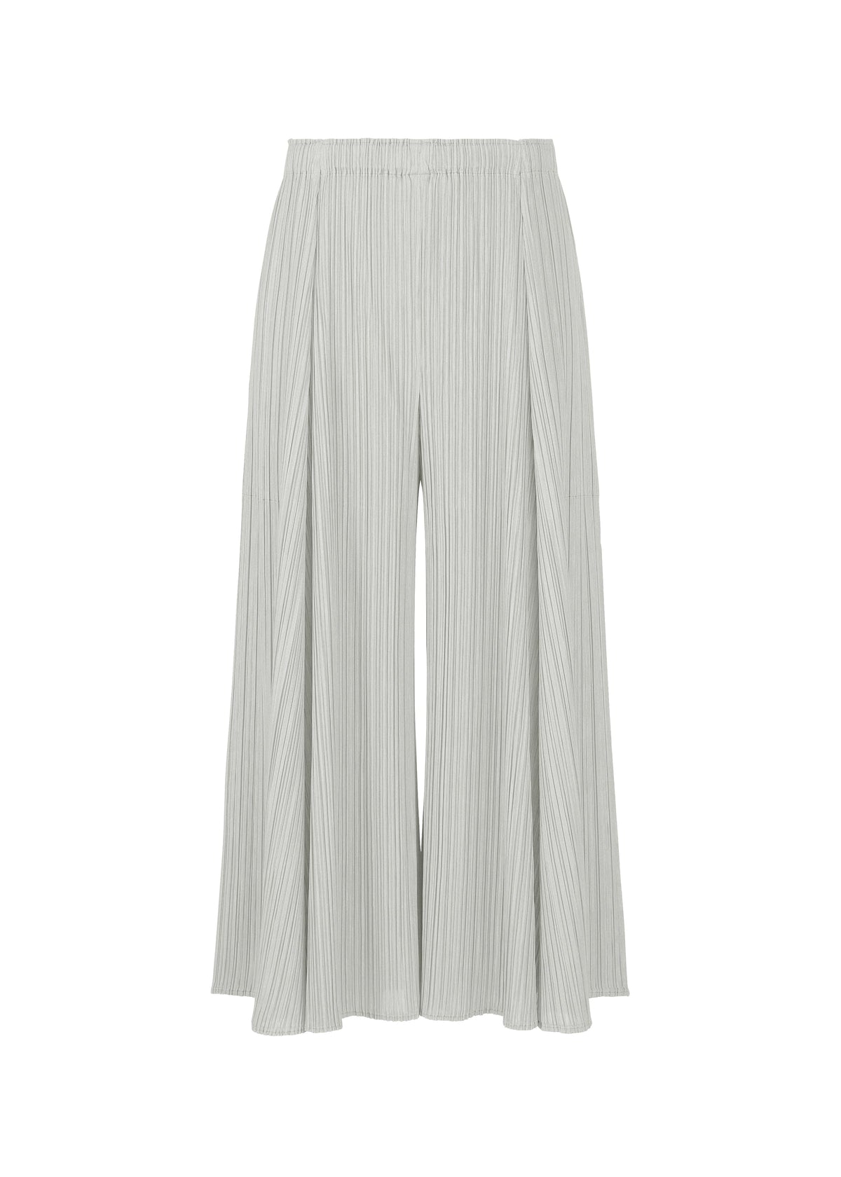 A product shot of the PLEATS PLEASE ISSEY MIYAKE MELLOW PLEATS trousers in cool grey (11).