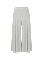 A product shot of the PLEATS PLEASE ISSEY MIYAKE MELLOW PLEATS trousers in cool grey (11).