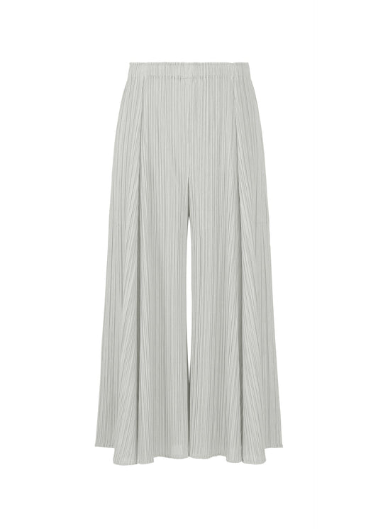 A product shot of the PLEATS PLEASE ISSEY MIYAKE MELLOW PLEATS trousers in cool grey (11).