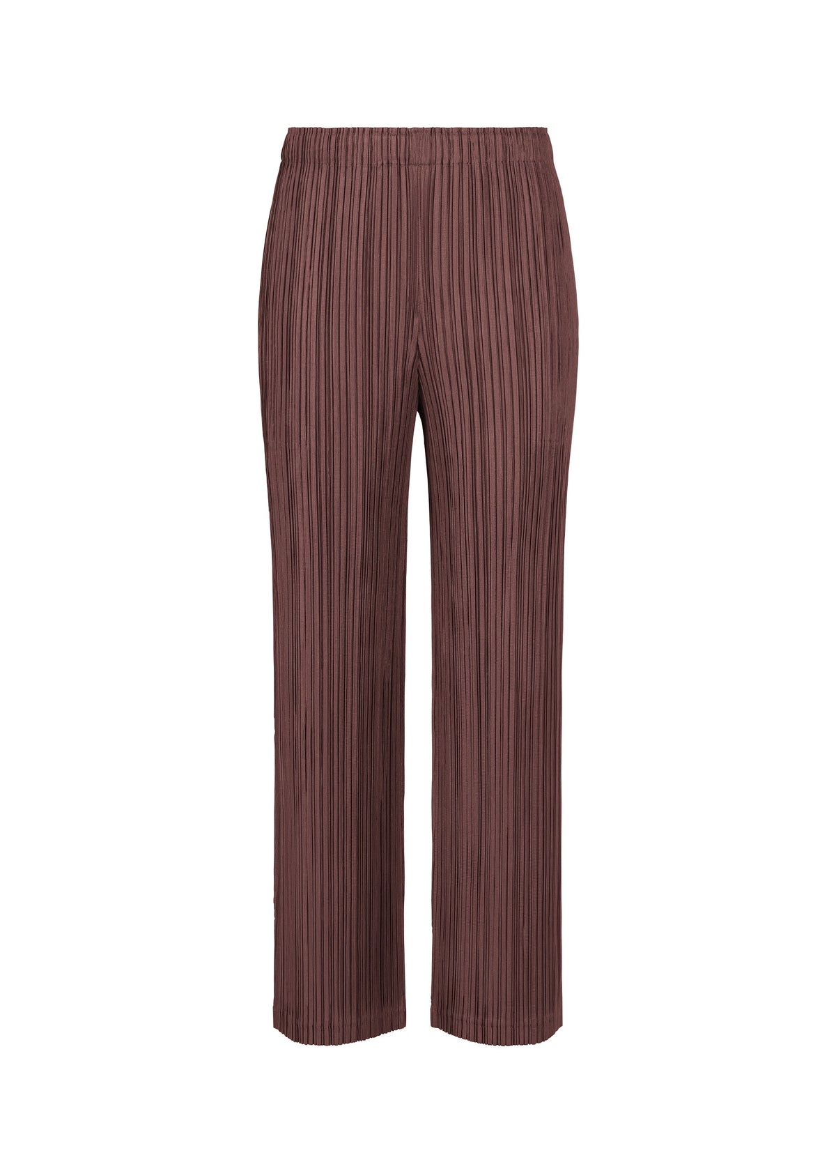 A product shot of the PLEATS PLEASE ISSEY MIYAKE THICKER BOTTOMS 1 clothing in bordeaux (84).