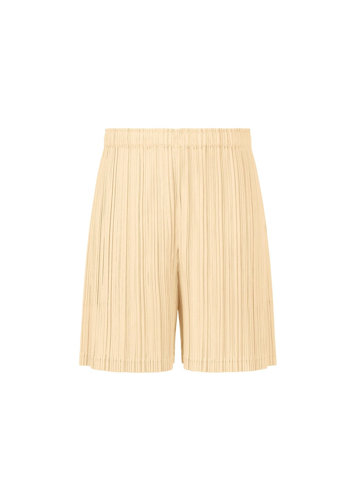 A product shot of the PLEATS PLEASE ISSEY MIYAKE LOOP BOTTOMS shorts in light beige (39).