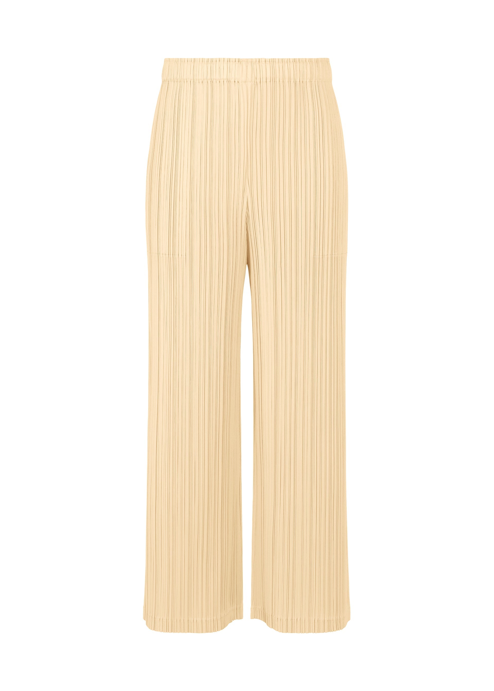 A product shot of the PLEATS PLEASE ISSEY MIYAKE LOOP BOTTOMS trousers in light beige (39).