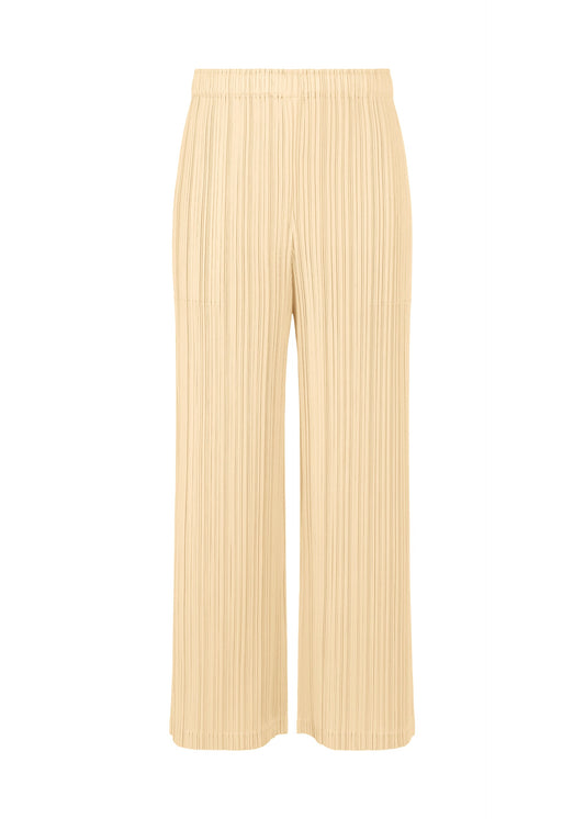 A product shot of the PLEATS PLEASE ISSEY MIYAKE LOOP BOTTOMS trousers in light beige (39).