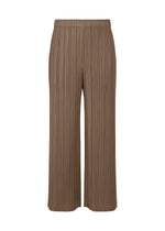 A product shot of the PLEATS PLEASE ISSEY MIYAKE LOOP BOTTOMS trousers in dark brown (45).