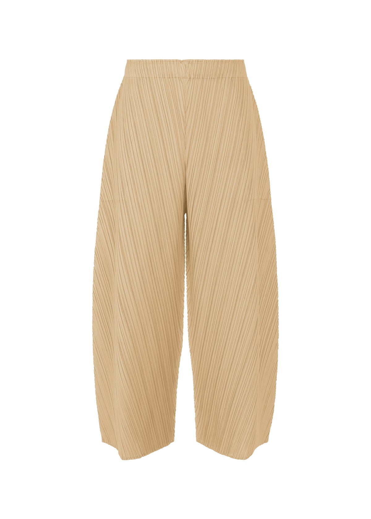 A product shot of the PLEATS PLEASE ISSEY MIYAKE COAST trousers in sand beige (43).