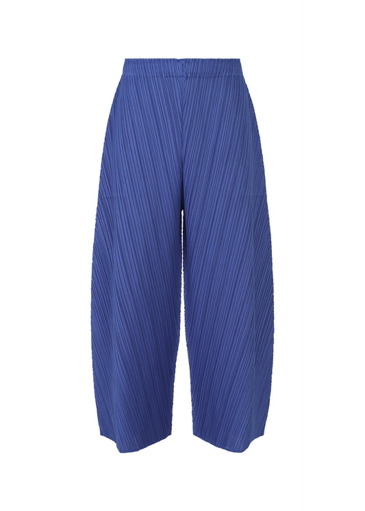 A product shot of the PLEATS PLEASE ISSEY MIYAKE COAST trousers in blue (72).