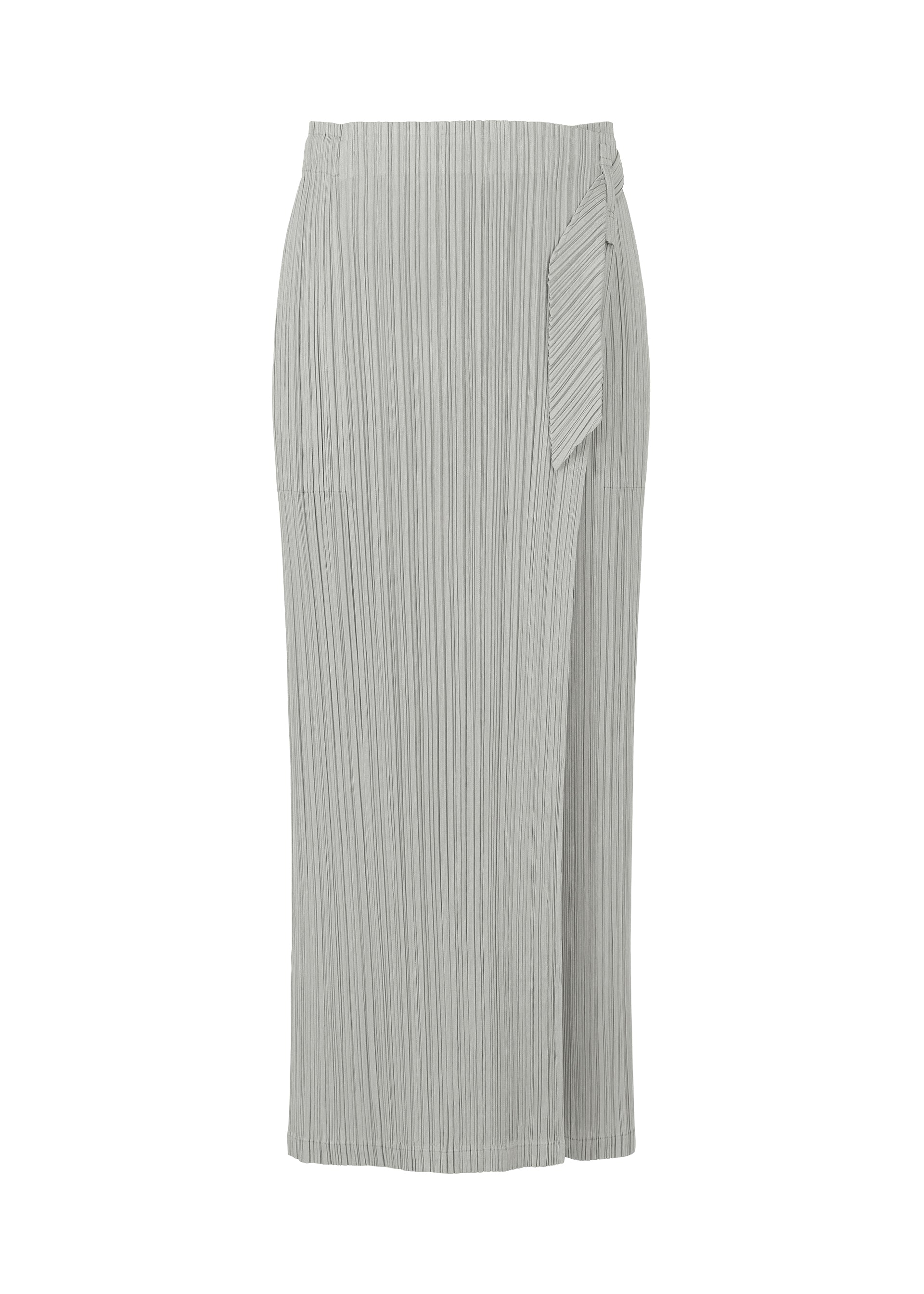 A product shot of the PLEATS PLEASE ISSEY MIYAKE FACADE trousers in light grey (10).