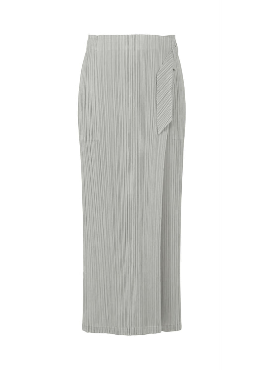 A product shot of the PLEATS PLEASE ISSEY MIYAKE FACADE trousers in light grey (10).