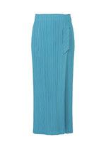 A product shot of the PLEATS PLEASE ISSEY MIYAKE FACADE trousers in saxe blue (77).
