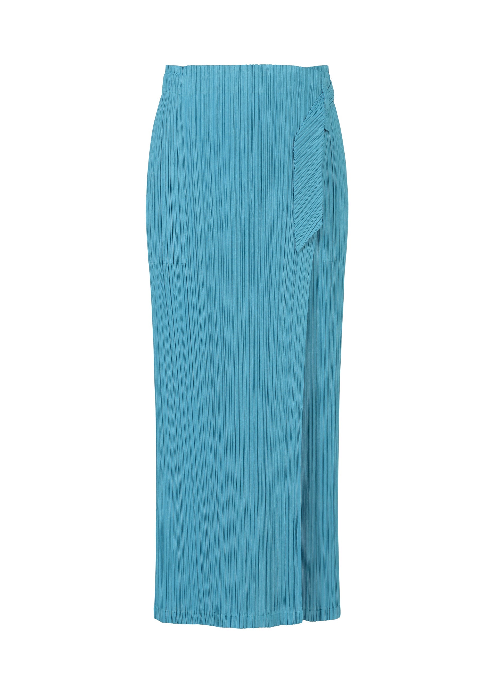 A product shot of the PLEATS PLEASE ISSEY MIYAKE FACADE trousers in saxe blue (77).