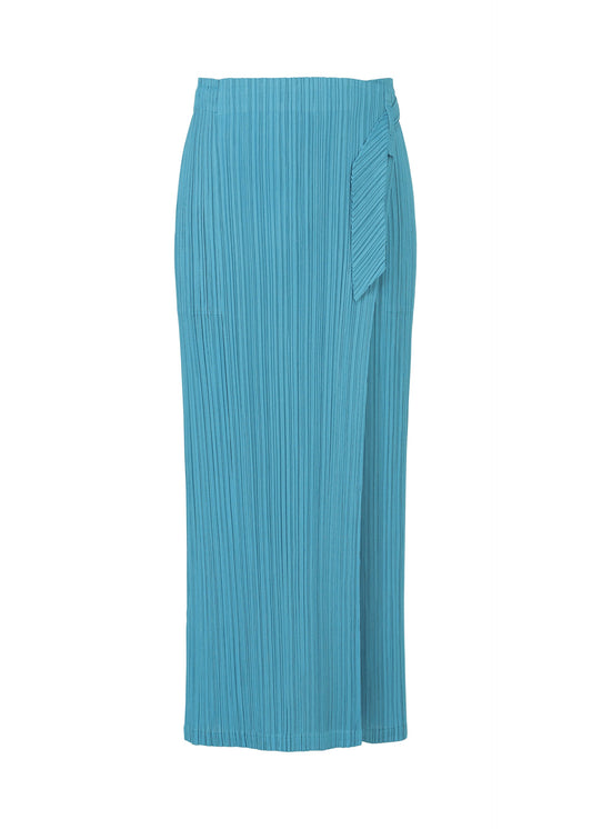 A product shot of the PLEATS PLEASE ISSEY MIYAKE FACADE trousers in saxe blue (77).